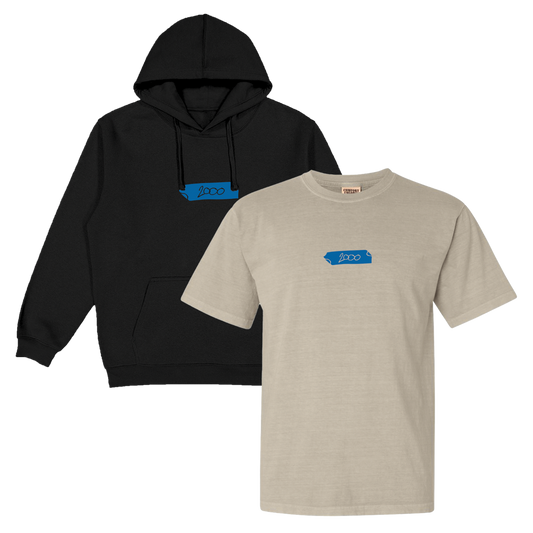 2000 Black Tour Hoodie + Sandstone Tour Tee