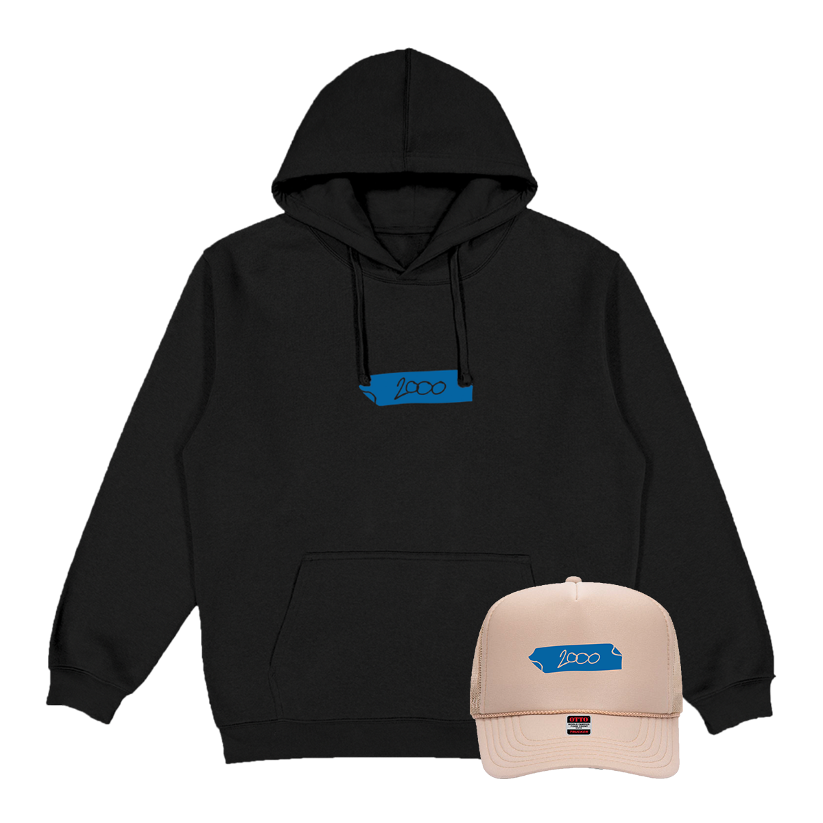 2000 Black Tour Hoodie + Tan Dad Hat