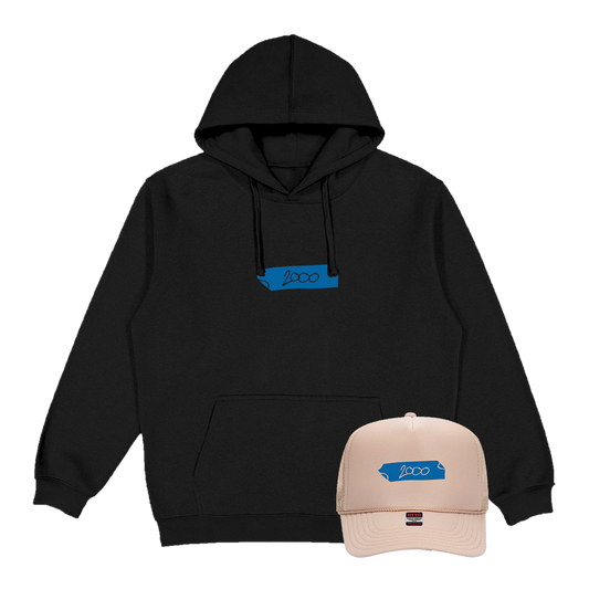 2000 Black Tour Hoodie + Tan Dad Hat